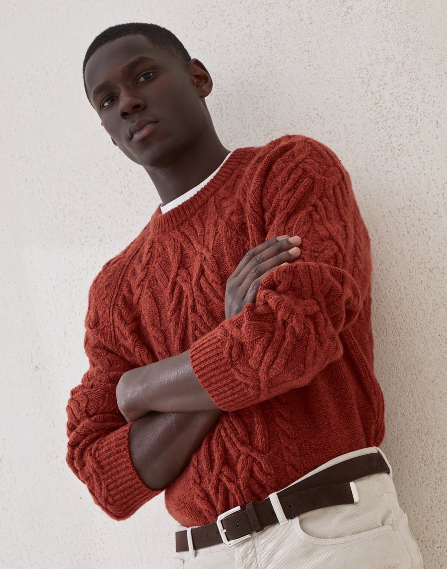 Cable knit sweater Orange Man - Brunello Cucinelli