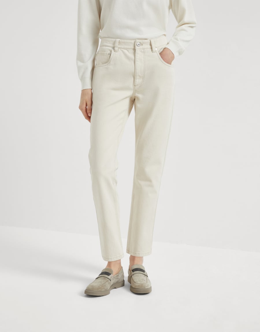 Брюки Straight Экрю Женщина - Brunello Cucinelli