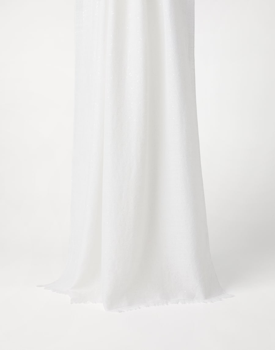 Cashmere and silk Diamond yarn scarf White Woman - Brunello Cucinelli