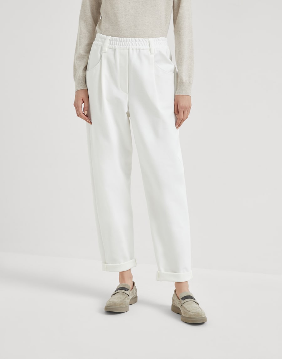 Pantalone in Couture interlock Bianco Donna - Brunello Cucinelli