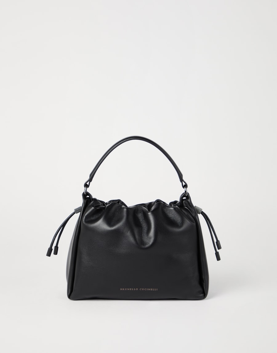Маленькая сумка-ведро Mellow из кожи Soft Чёрный Женщина - Brunello Cucinelli