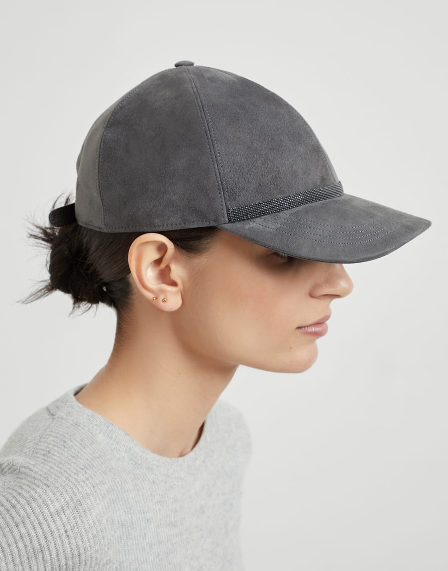 Suede baseball cap Anthracite Woman - Brunello Cucinelli