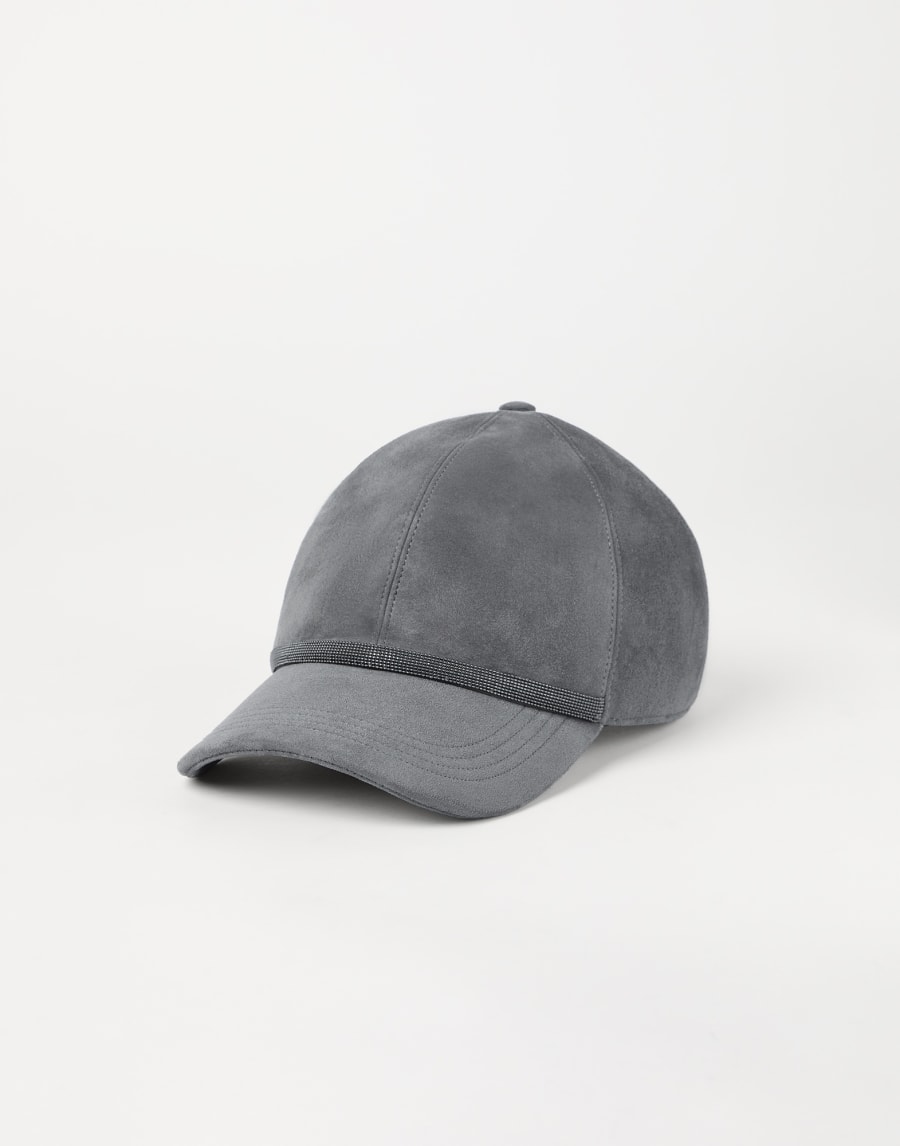 Suede baseball cap Anthracite Woman - Brunello Cucinelli