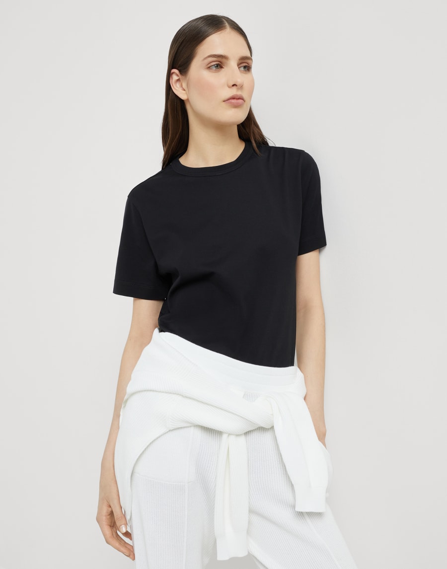 Футболка из джерси Чёрный Женщина - Brunello Cucinelli