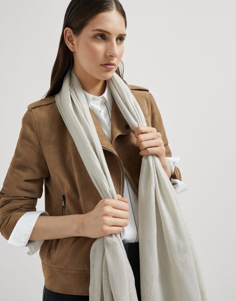 Sparkling scarf Pearl Grey Woman - Brunello Cucinelli
