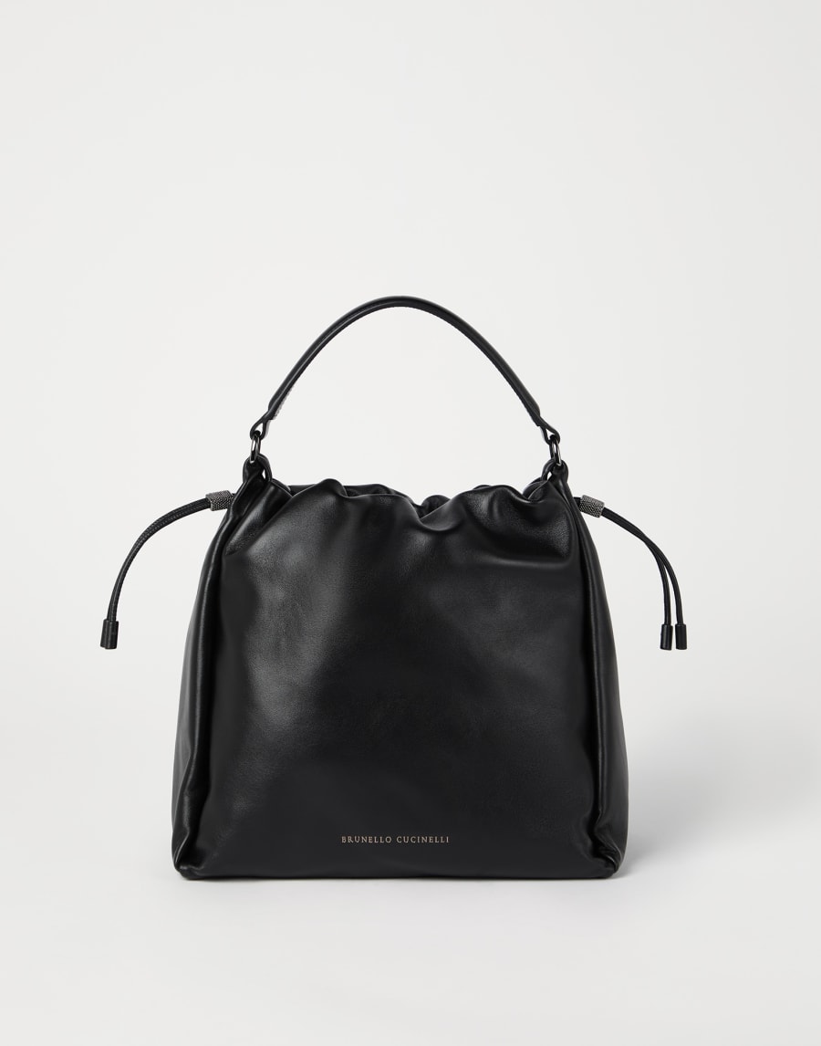 Borsa Bucket Mellow in pelle Soft Nero Donna - Brunello Cucinelli