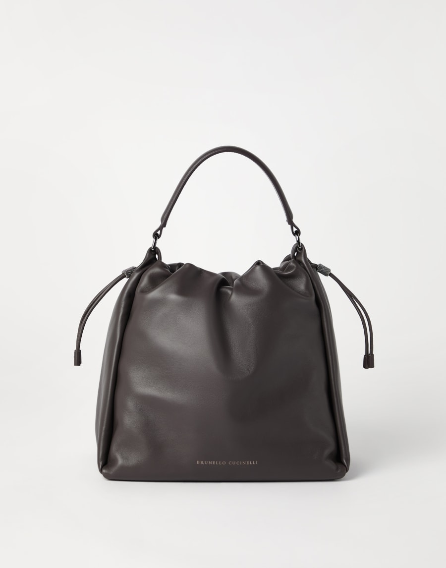 Soft leather Mellow Bucket bag Brown Woman - Brunello Cucinelli