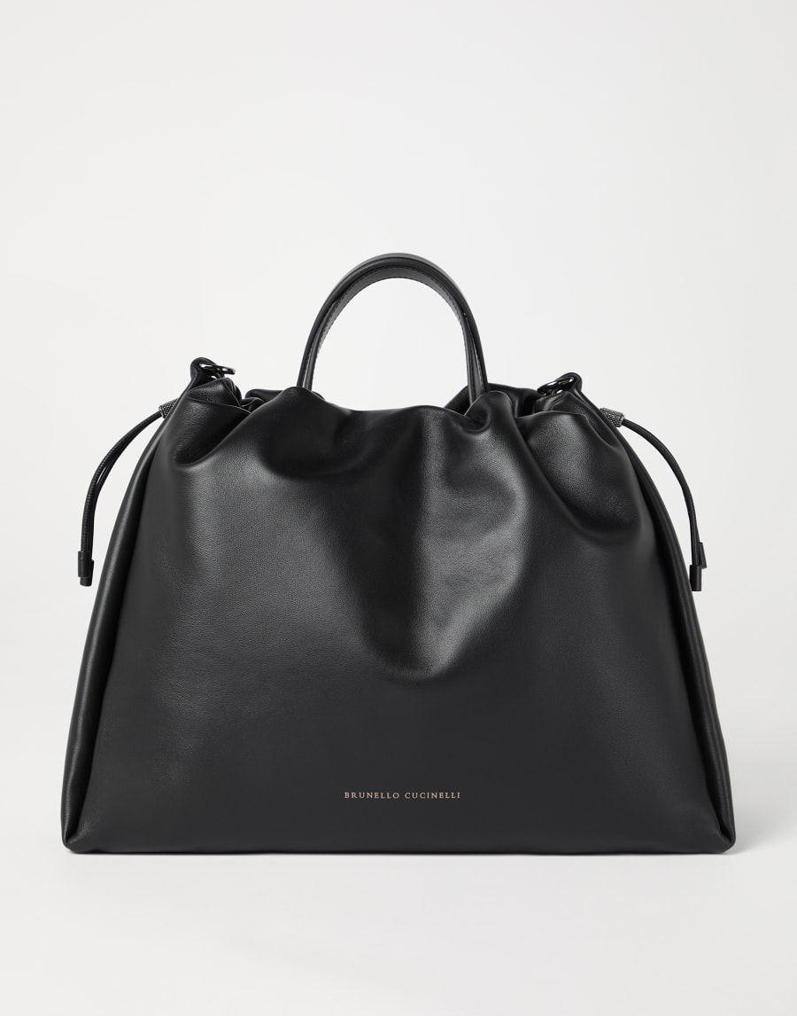 Large Soft leather Mellow Shopper bag Black Woman - Brunello Cucinelli