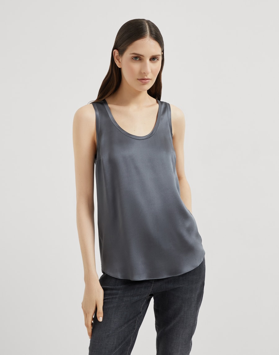サテン トップ アントラサイト レディース - Brunello Cucinelli