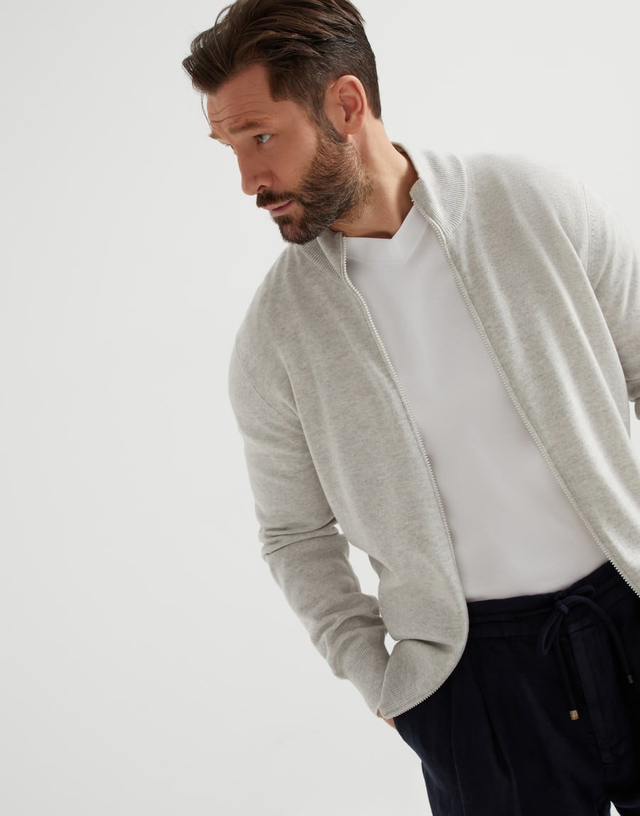 Cardigan con zip Nebbia Uomo - Brunello Cucinelli