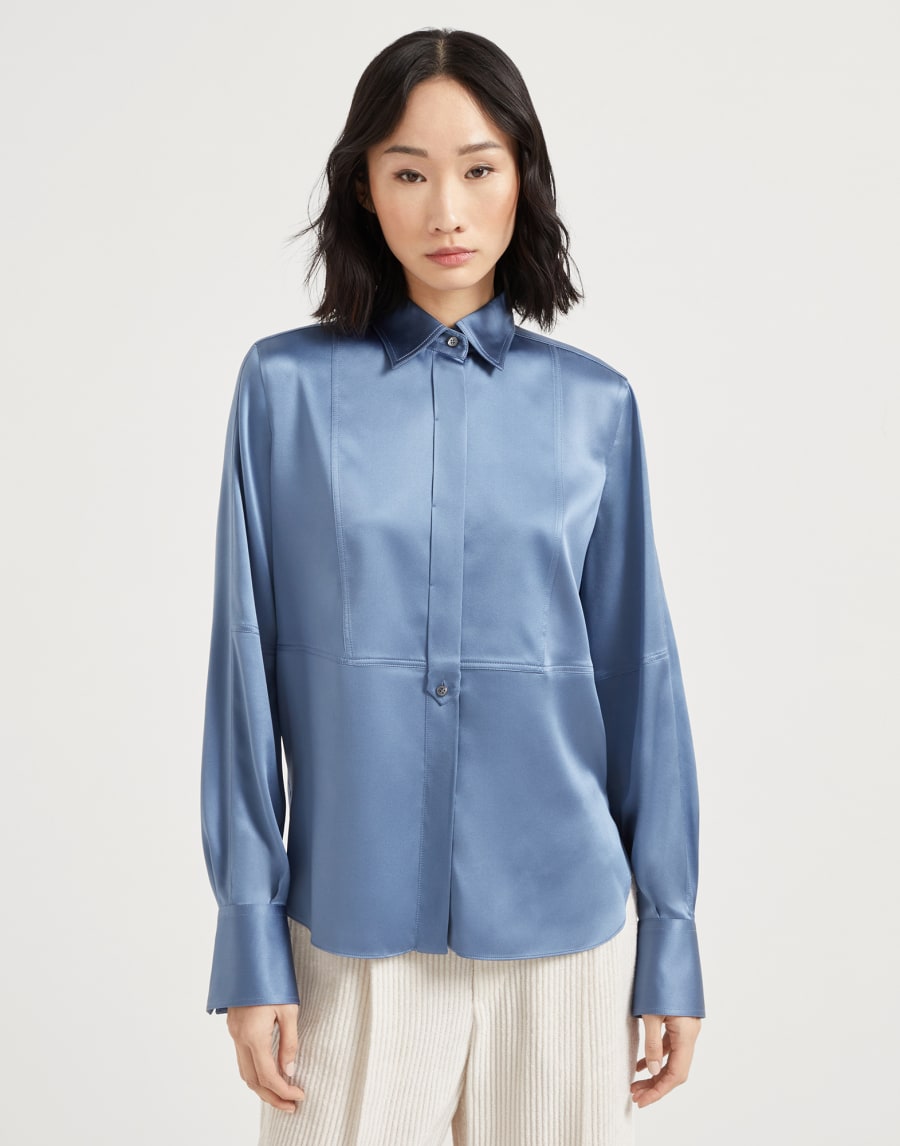 Satin shirt Oxford Blue Woman - Brunello Cucinelli