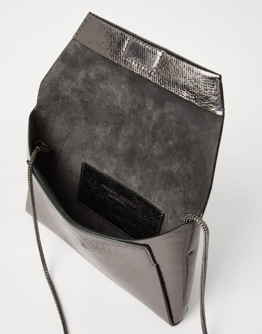 Lamé calfskin BC Duo pochette Silver Woman - Brunello Cucinelli