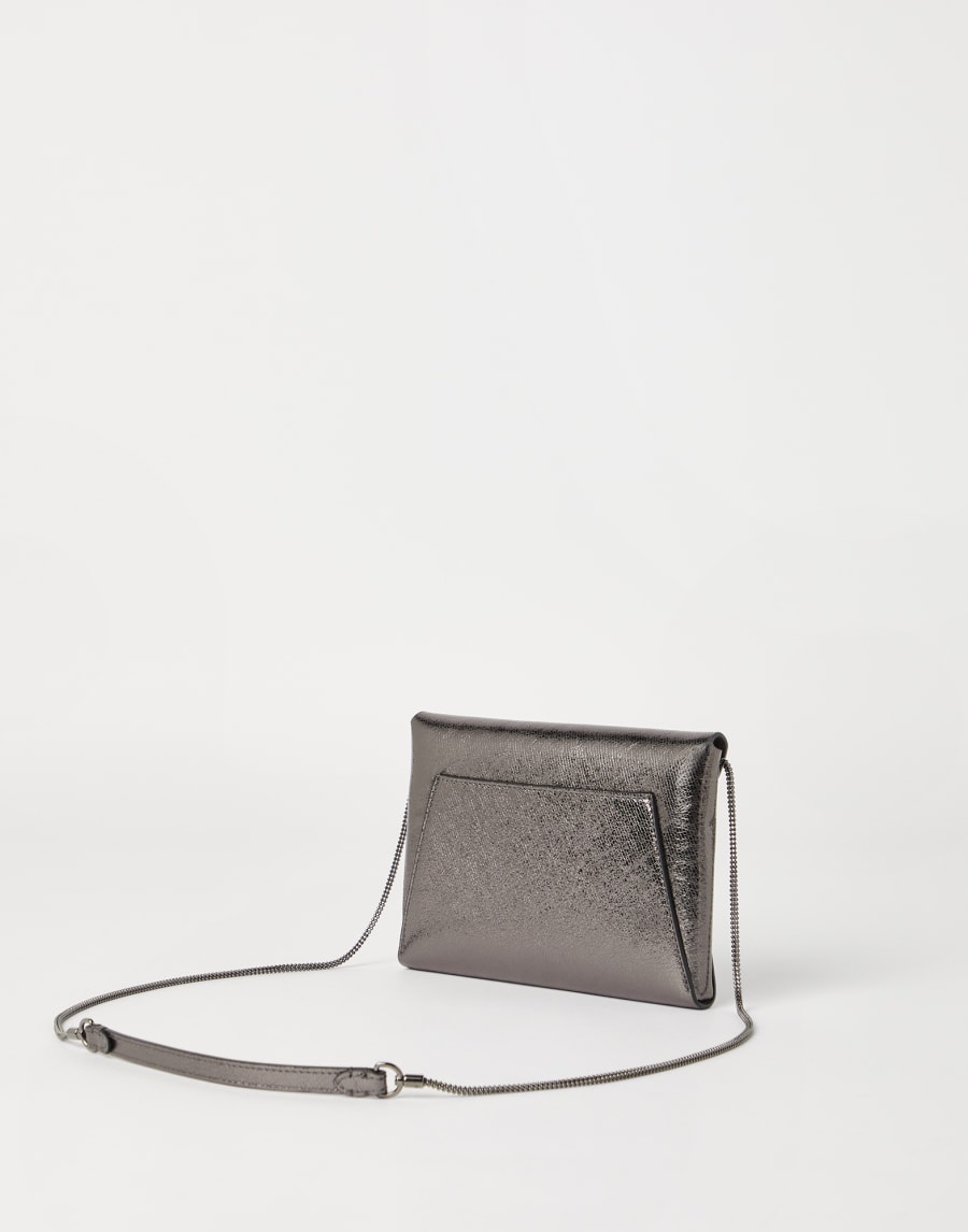 Lamé calfskin BC Duo pochette Silver Woman - Brunello Cucinelli