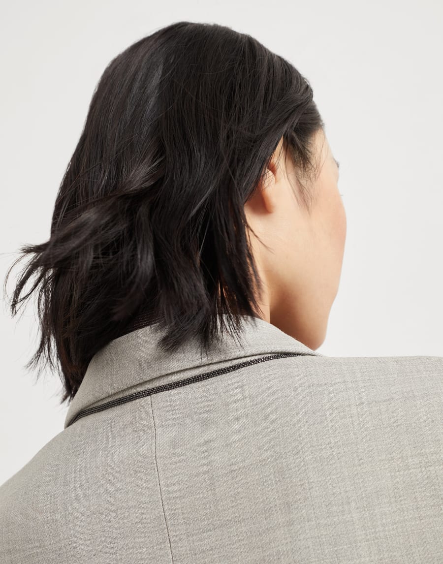 Fluid twill blazer with monili Light Grey Woman - Brunello Cucinelli