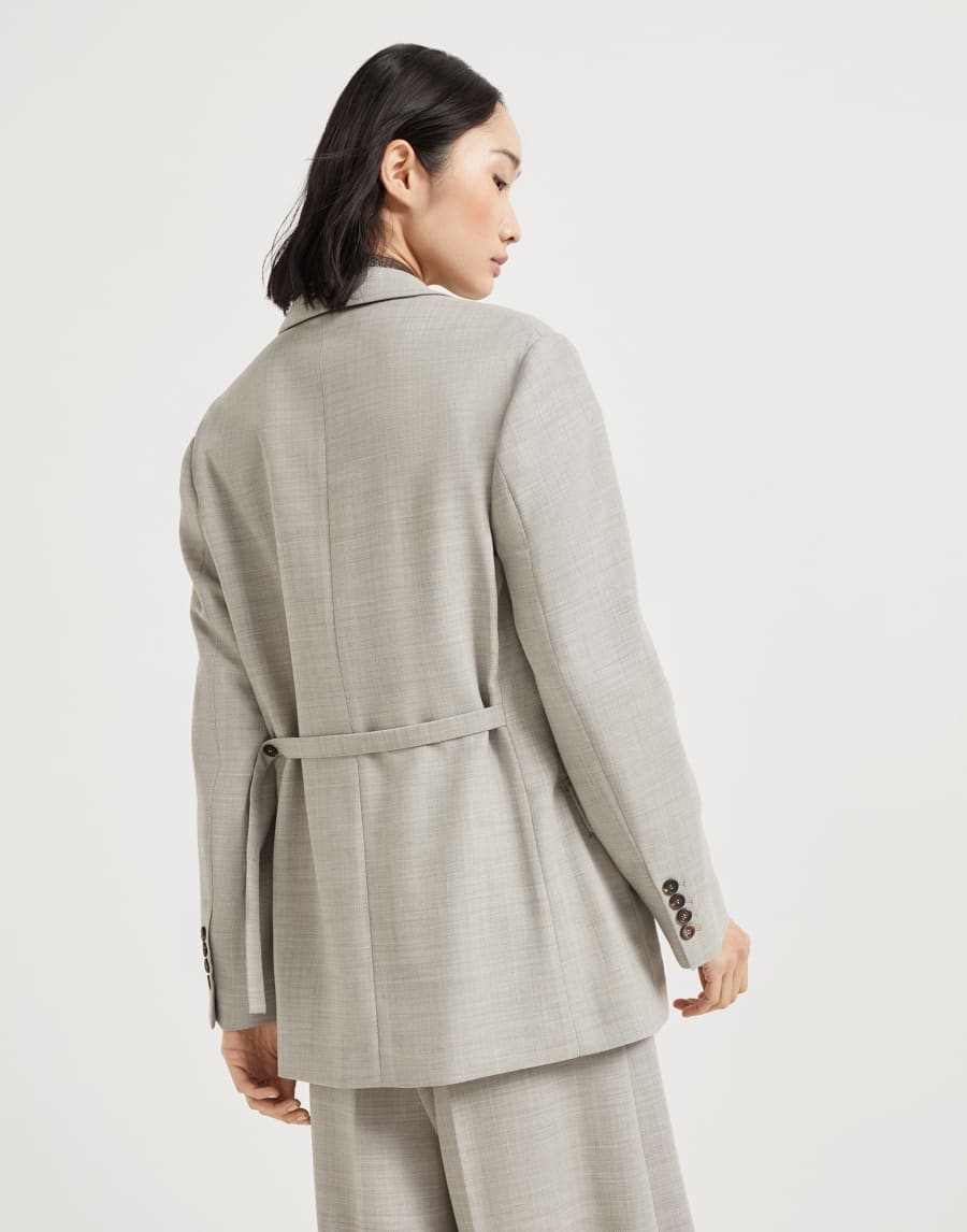 Fluid twill blazer with monili Light Grey Woman - Brunello Cucinelli