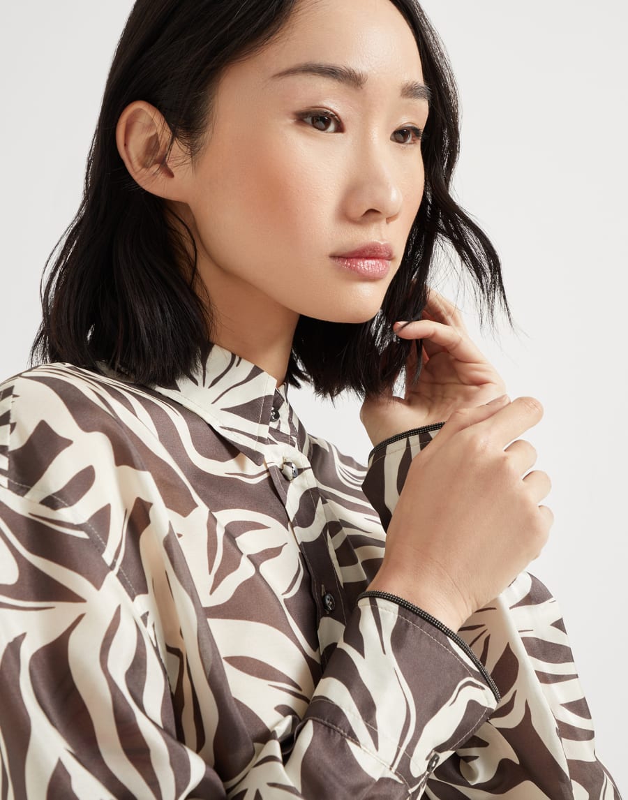 Pongee Flower Print shirt Multicoloured Woman - Brunello Cucinelli