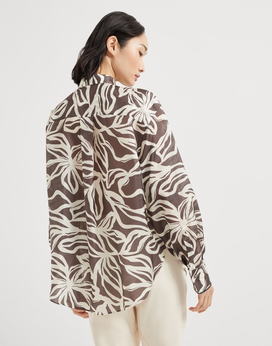 Pongee Flower Print shirt Multicoloured Woman - Brunello Cucinelli