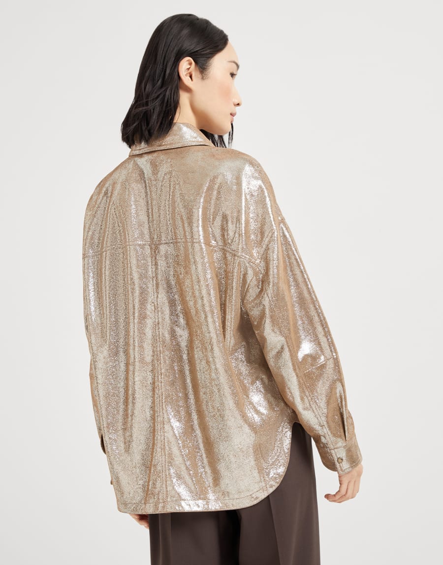 Lamé nappa shirt Silver Woman - Brunello Cucinelli