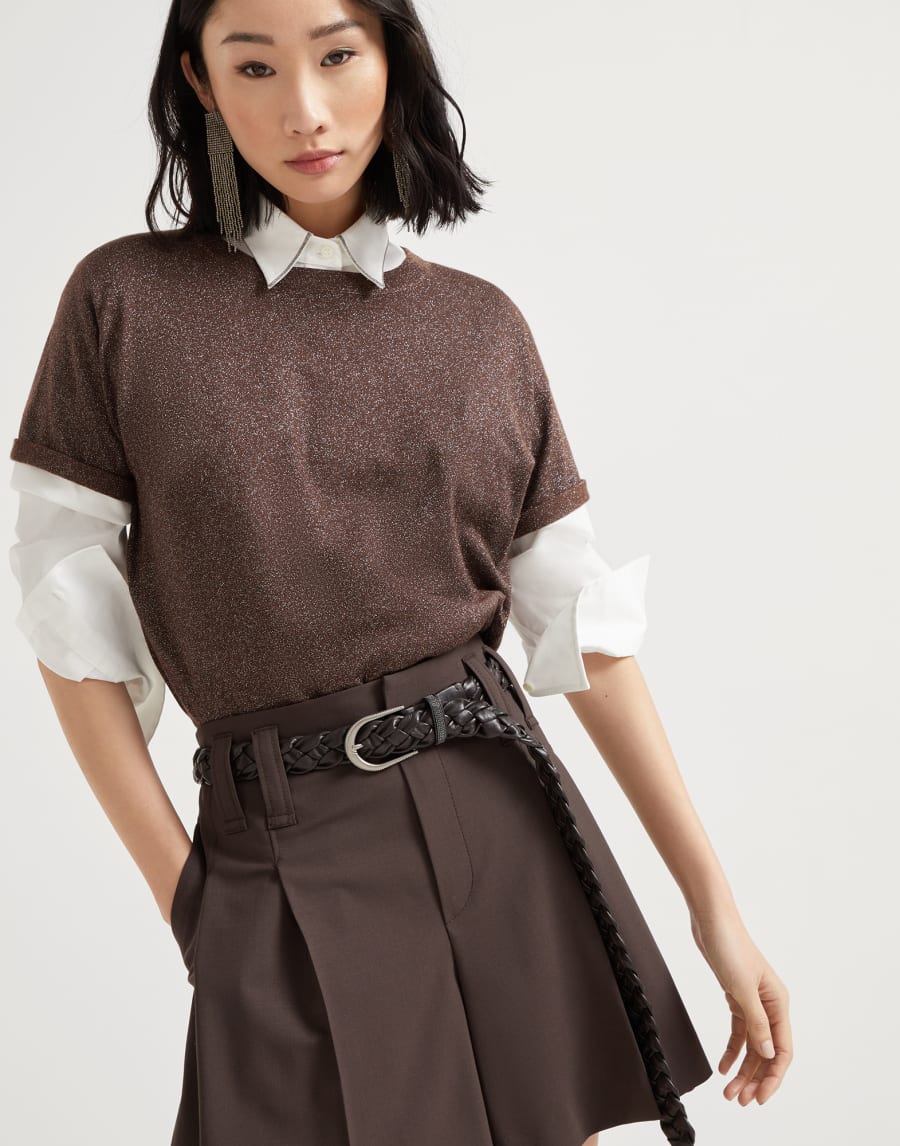 Cashmere and silk lightweight sweater Cocoa Woman - Brunello Cucinelli