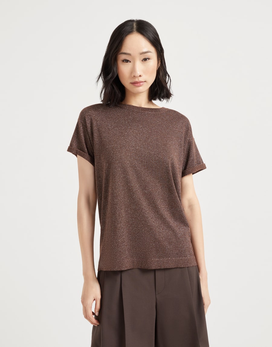 Pull léger en cachemire et soie Cacao Femme - Brunello Cucinelli