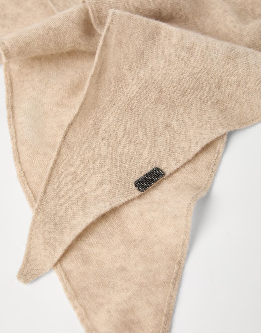 Cashmere foulard with monili Cool Beige Woman - Brunello Cucinelli