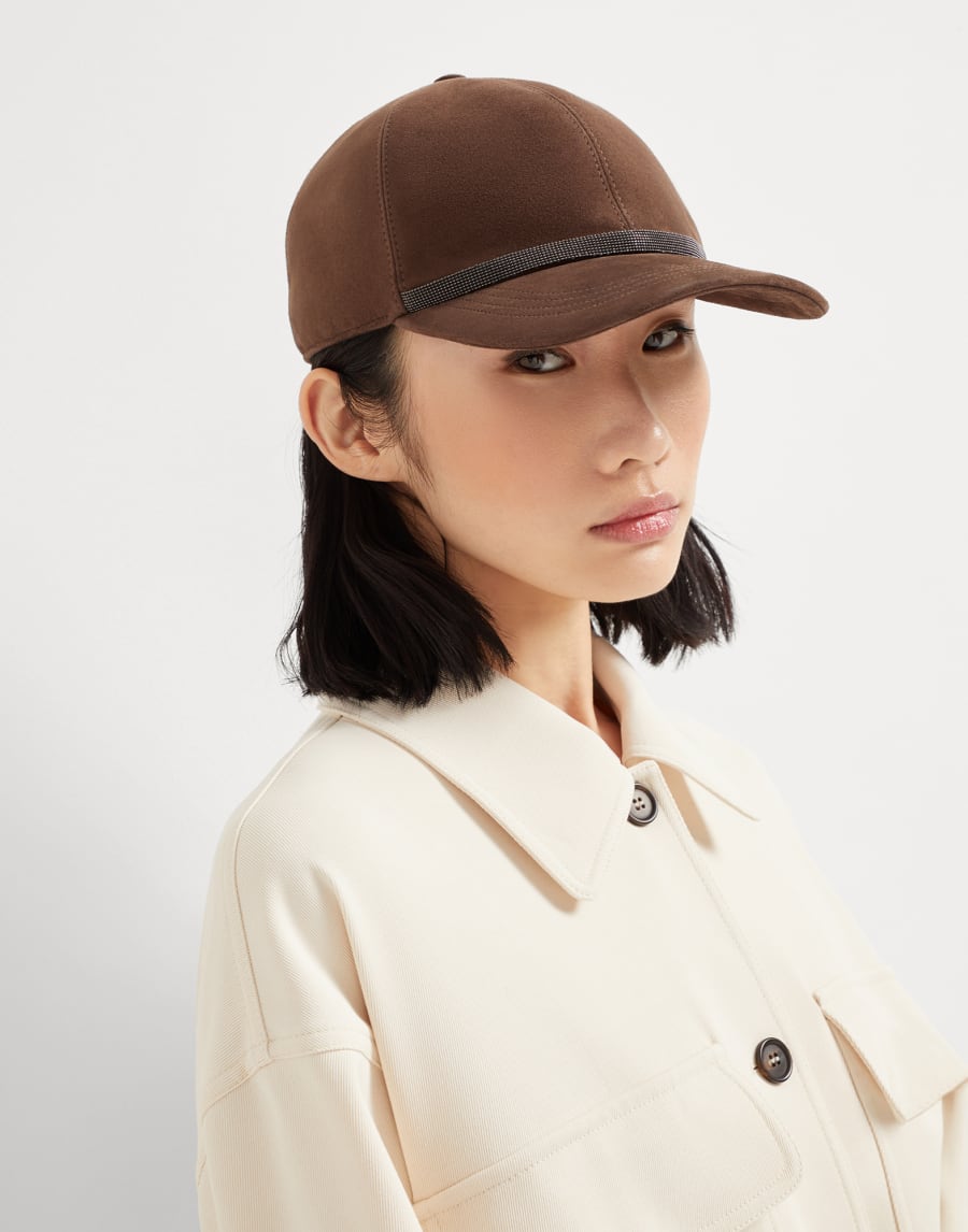 Baseball Cap with monili Ebony Woman - Brunello Cucinelli