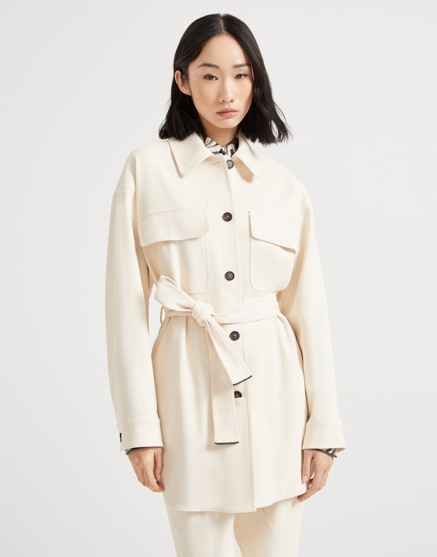 镶珠装饰斜纹布夹克 巴拿马色 女款 - Brunello Cucinelli