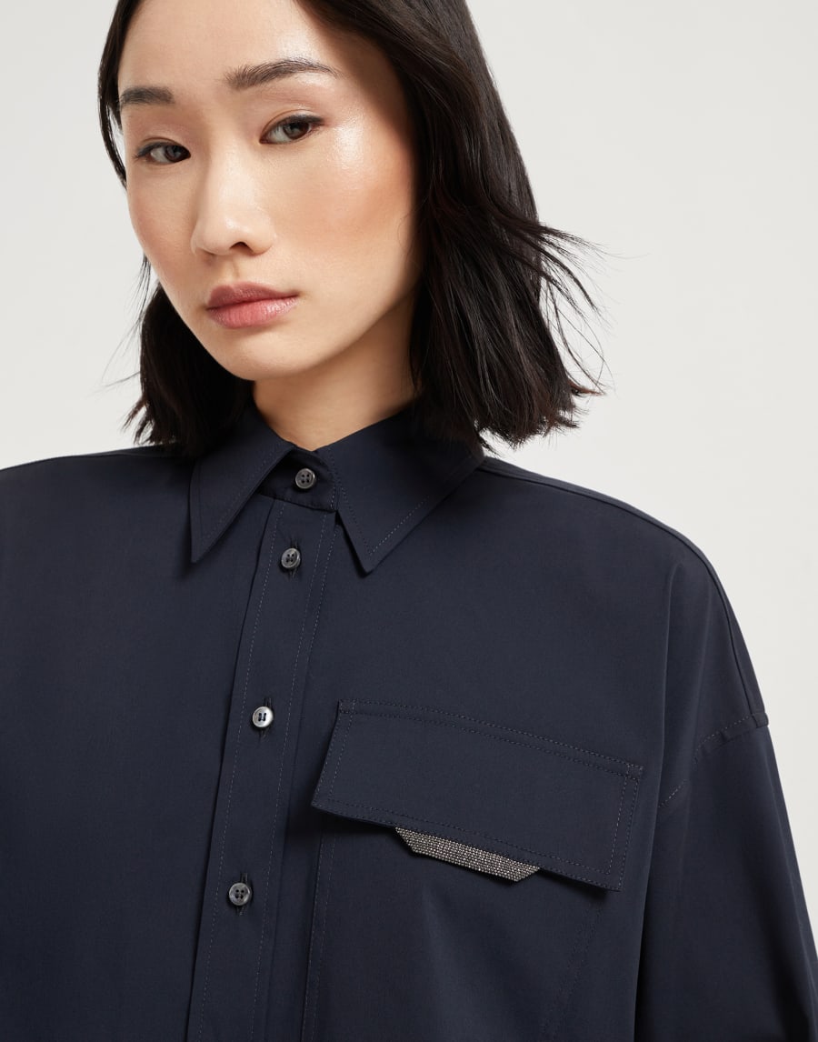 Camisa de popelina stretch Noche Mujer - Brunello Cucinelli