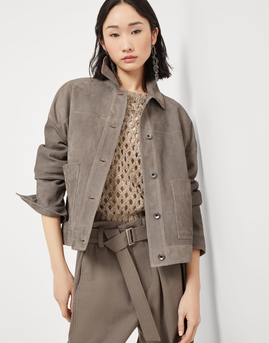 Куртка из замши Couture Серый Женщина - Brunello Cucinelli