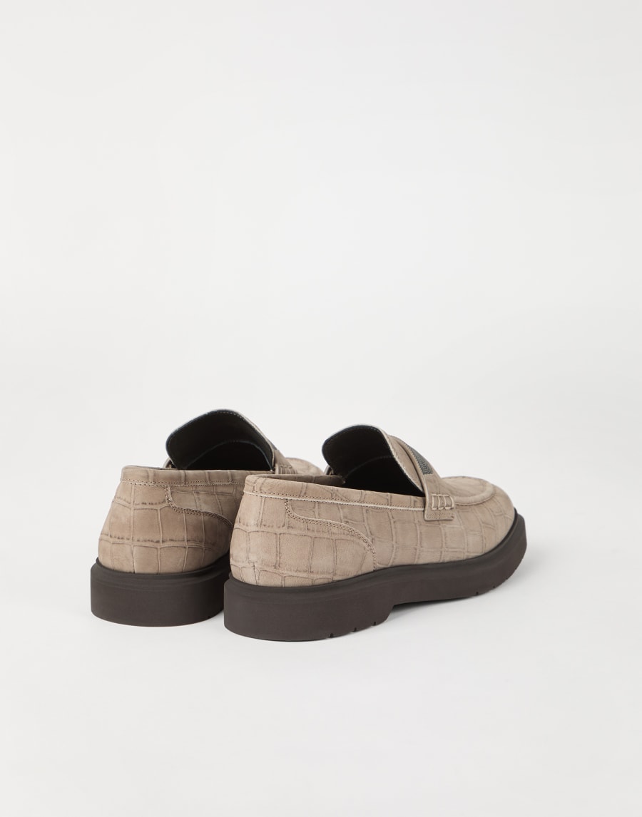 Croc Print Penny Loafer Light Brown Woman - Brunello Cucinelli