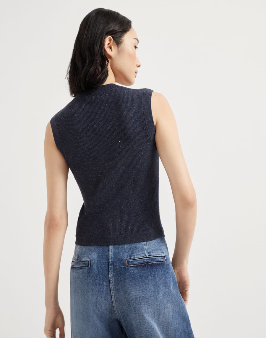 Cashmere knit vest Navy Blue Woman - Brunello Cucinelli
