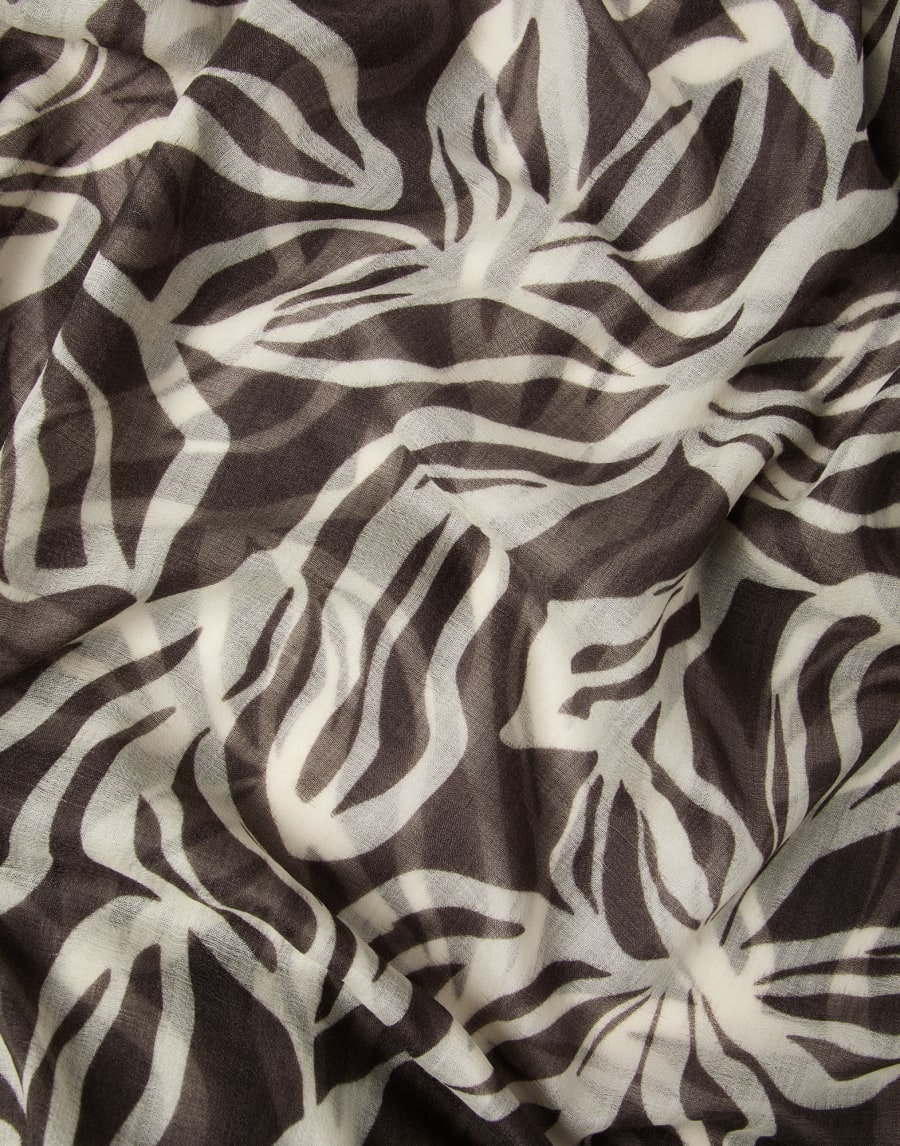 Cashmere floral print scarf Multicoloured Woman - Brunello Cucinelli