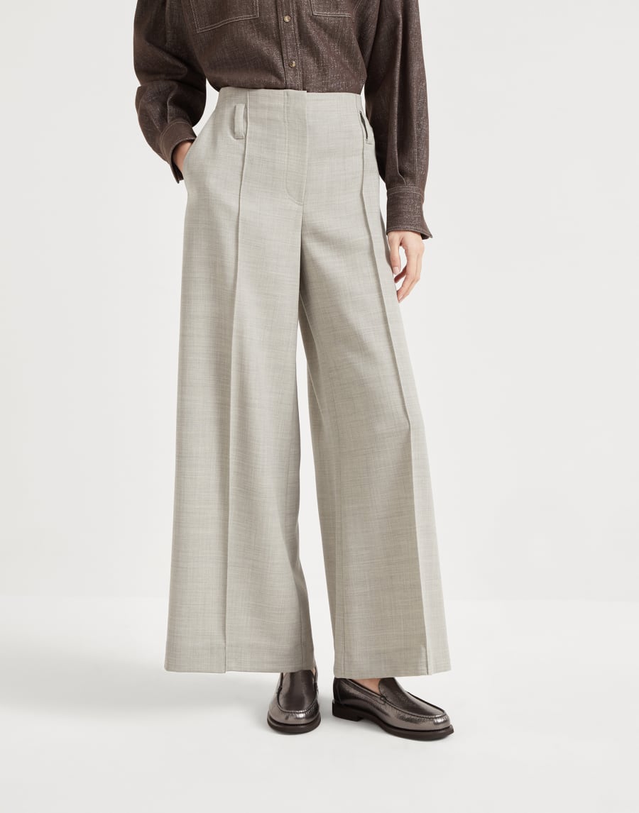 Pantalone Sartorial Flared Grigio Chiaro Donna - Brunello Cucinelli