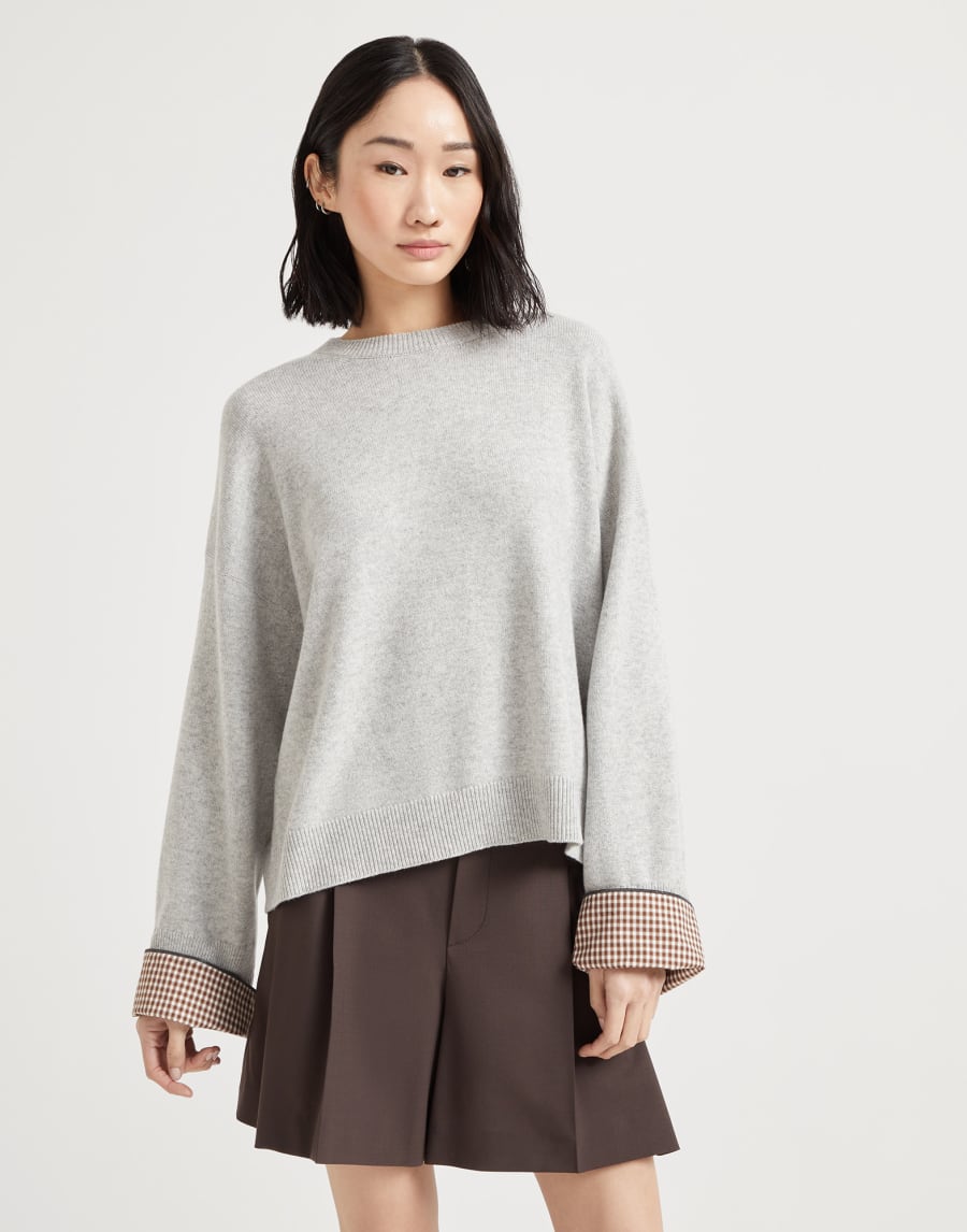 镶珠装饰羊绒衫 卵石 女款 - Brunello Cucinelli