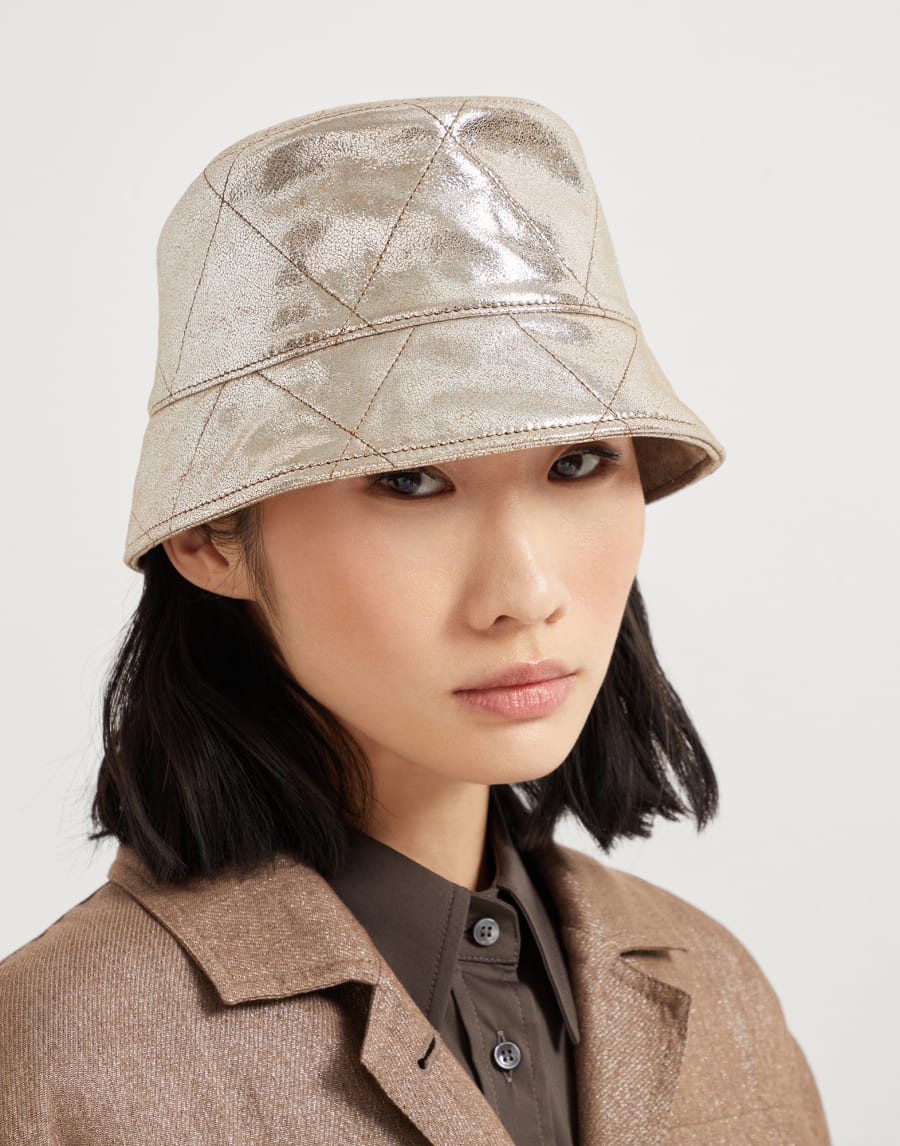 Lamé nappa Bucket hat Silver Woman - Brunello Cucinelli