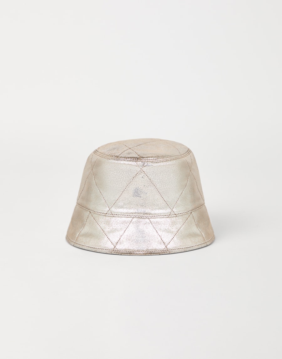 Lamé nappa Bucket hat Silver Woman - Brunello Cucinelli