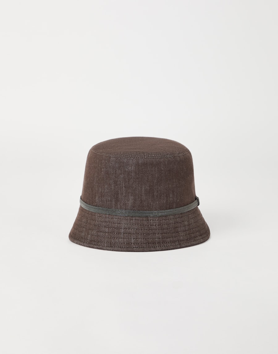 Bucket hat with monili Chocolate Woman - Brunello Cucinelli