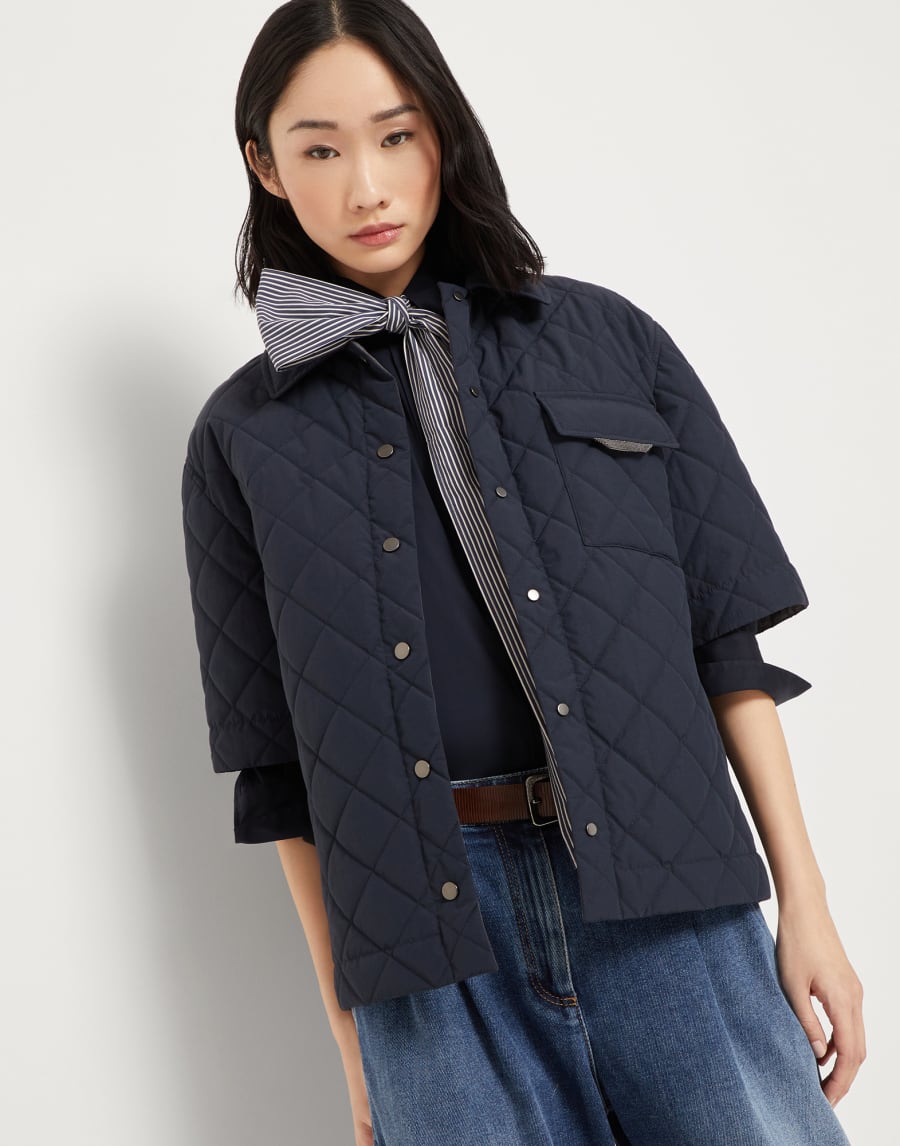 装饰镶珠的外套 蓝色 女款 - Brunello Cucinelli