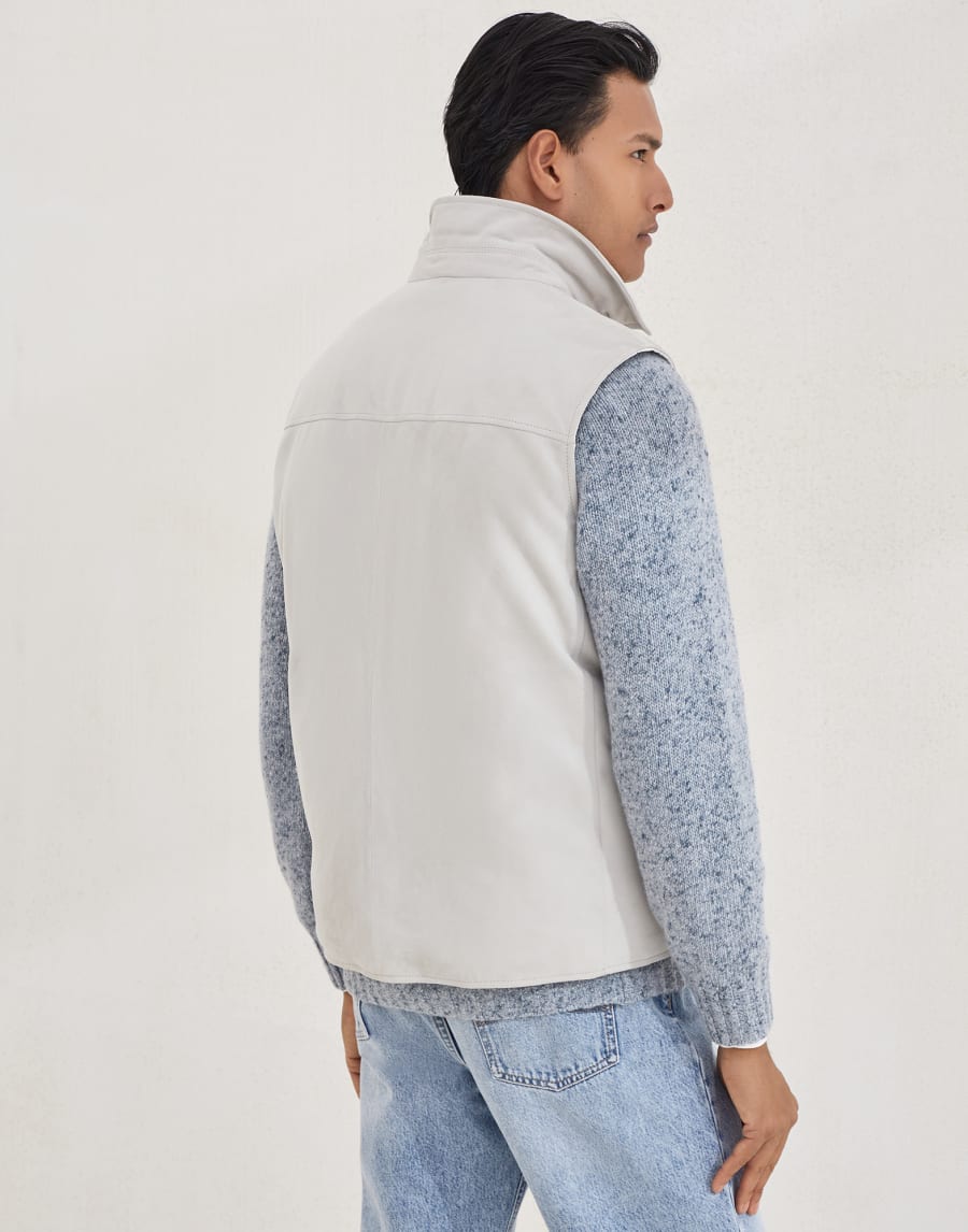 Suede down vest Ivory Man - Brunello Cucinelli