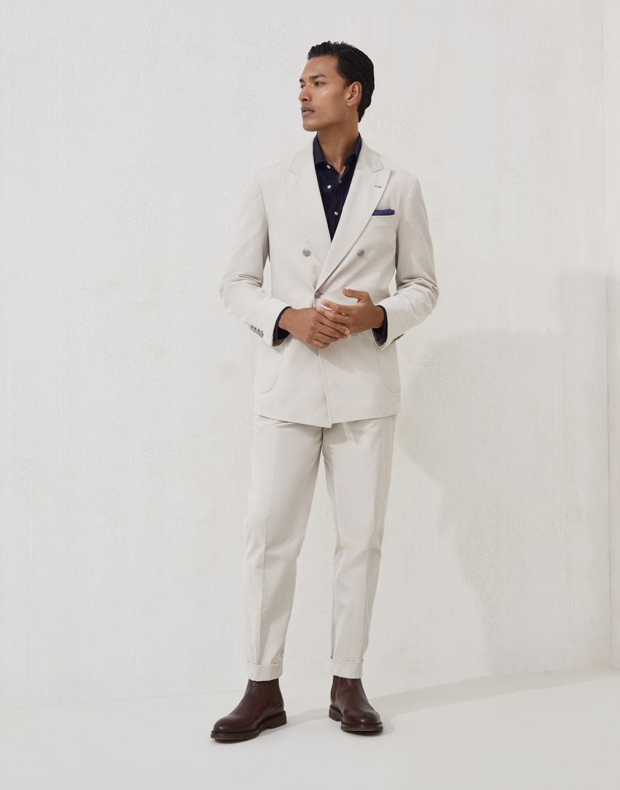 Sea Island corduroy suit Ivory Man - Brunello Cucinelli