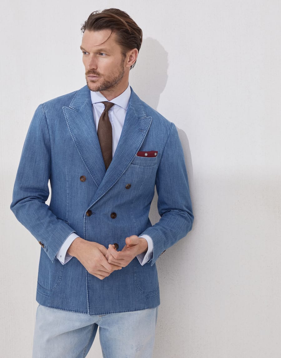 Denim blazer Light Blue Denim Man - Brunello Cucinelli