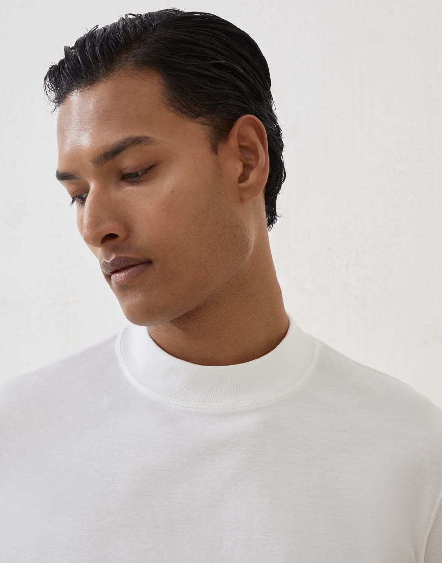 Jersey mock neck T-shirt Off-White Man - Brunello Cucinelli