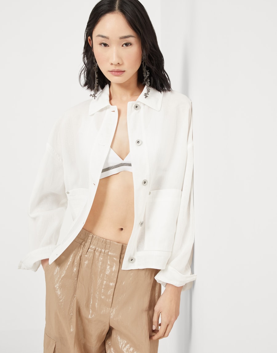 Organza outerwear jacket with monili White Woman - Brunello Cucinelli