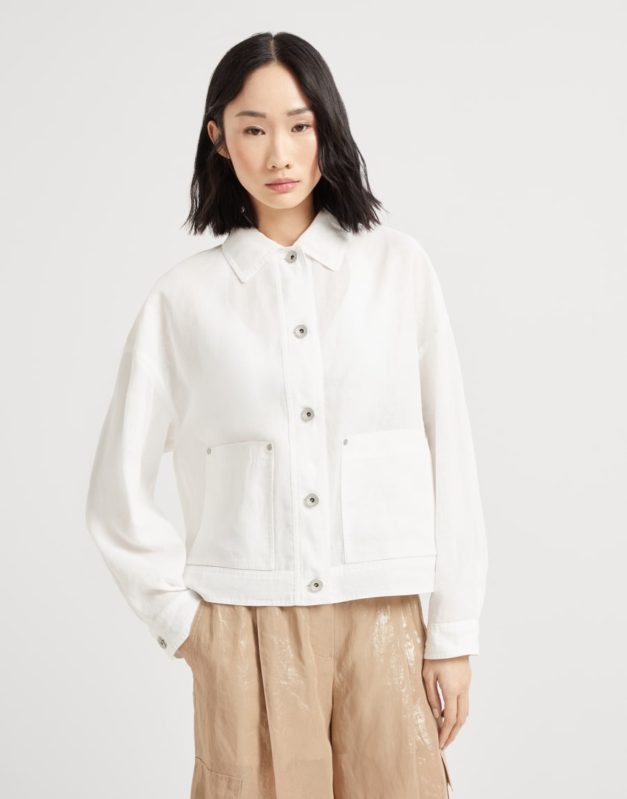 Organza outerwear jacket with monili White Woman - Brunello Cucinelli