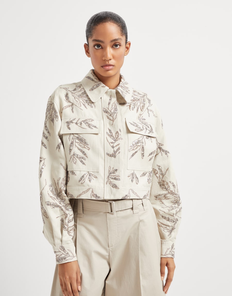 Flora Embroidery outerwear Natural Woman - Brunello Cucinelli
