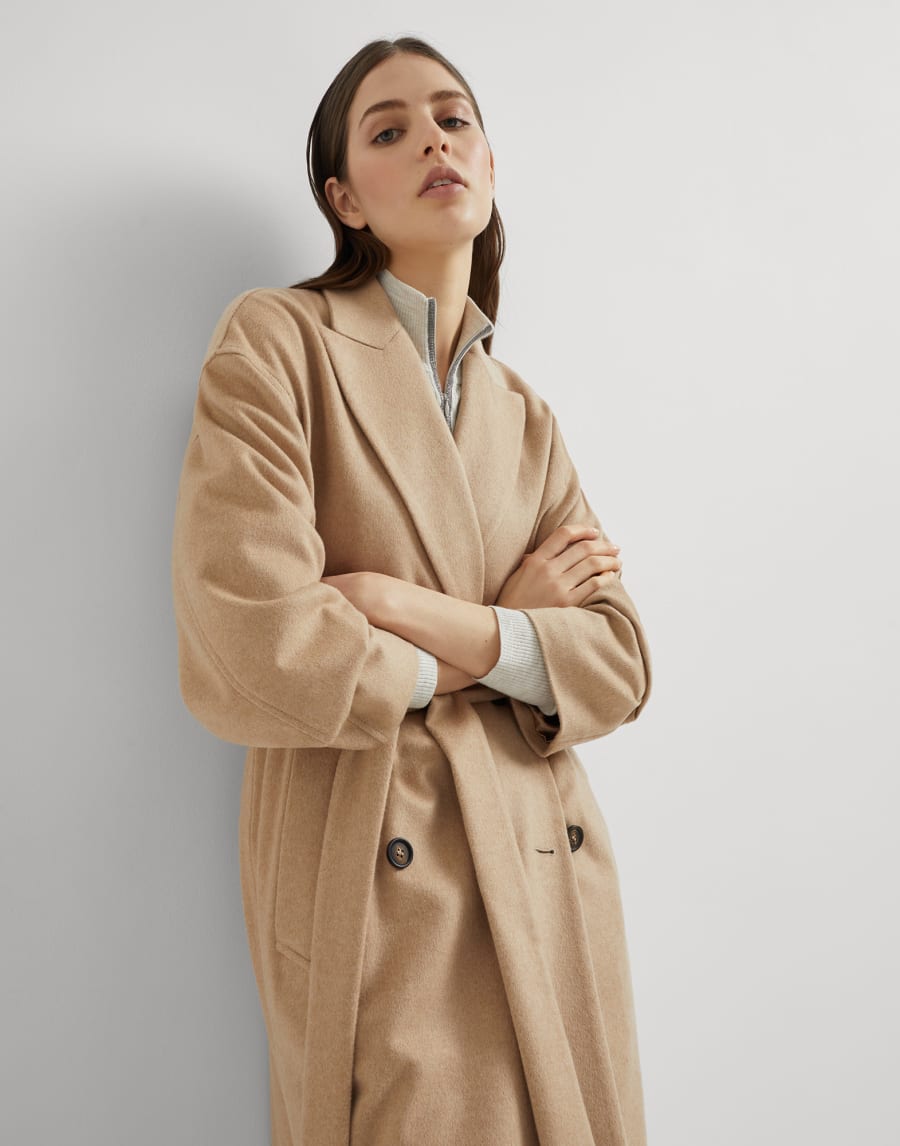 Cashmere and vicuña coat Camel Woman - Brunello Cucinelli