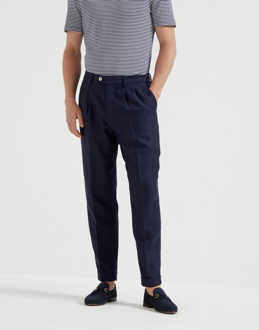 Pantalone a righe operate Blu Navy Uomo - Brunello Cucinelli