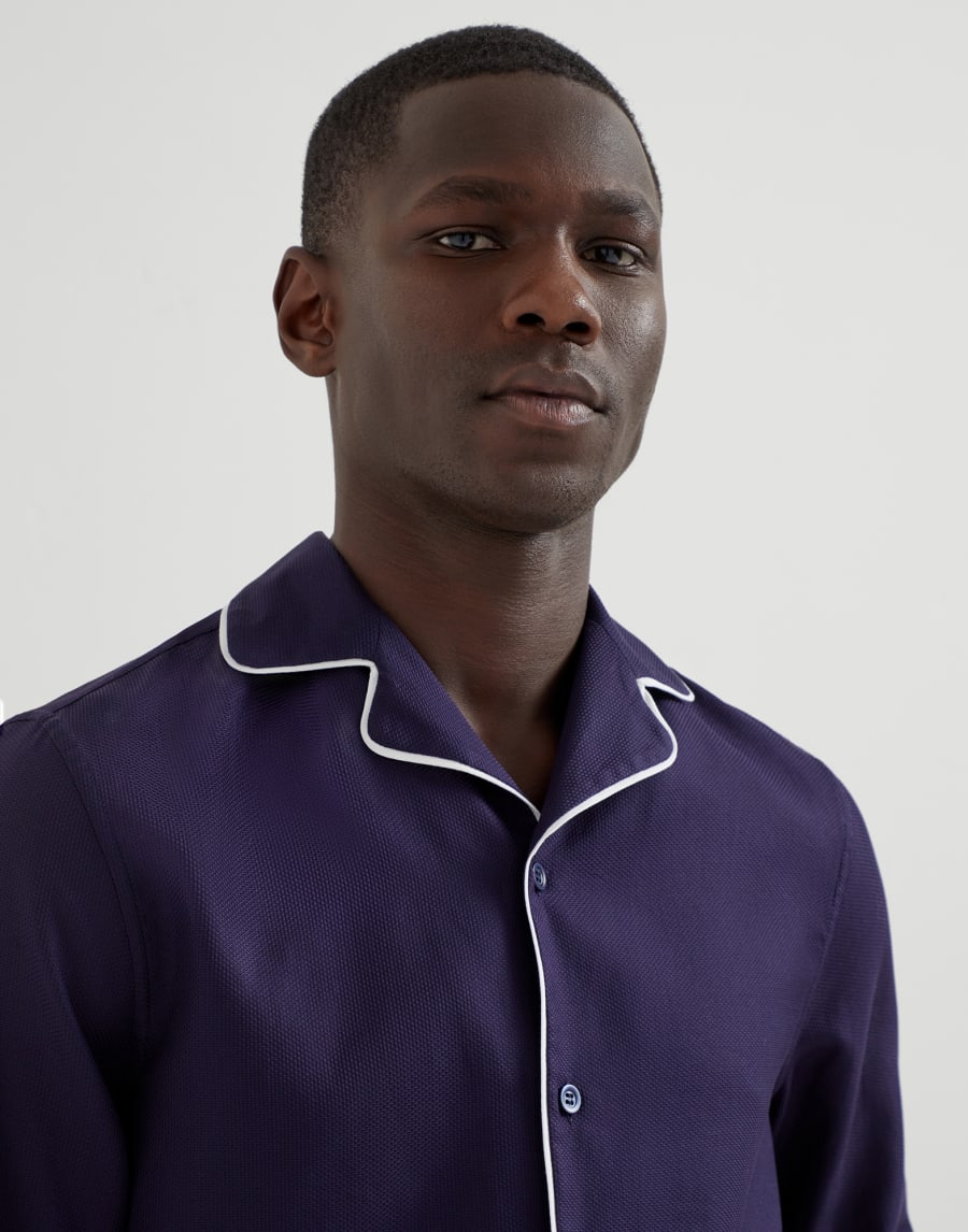 Shirt with camp collar Blue Man - Brunello Cucinelli