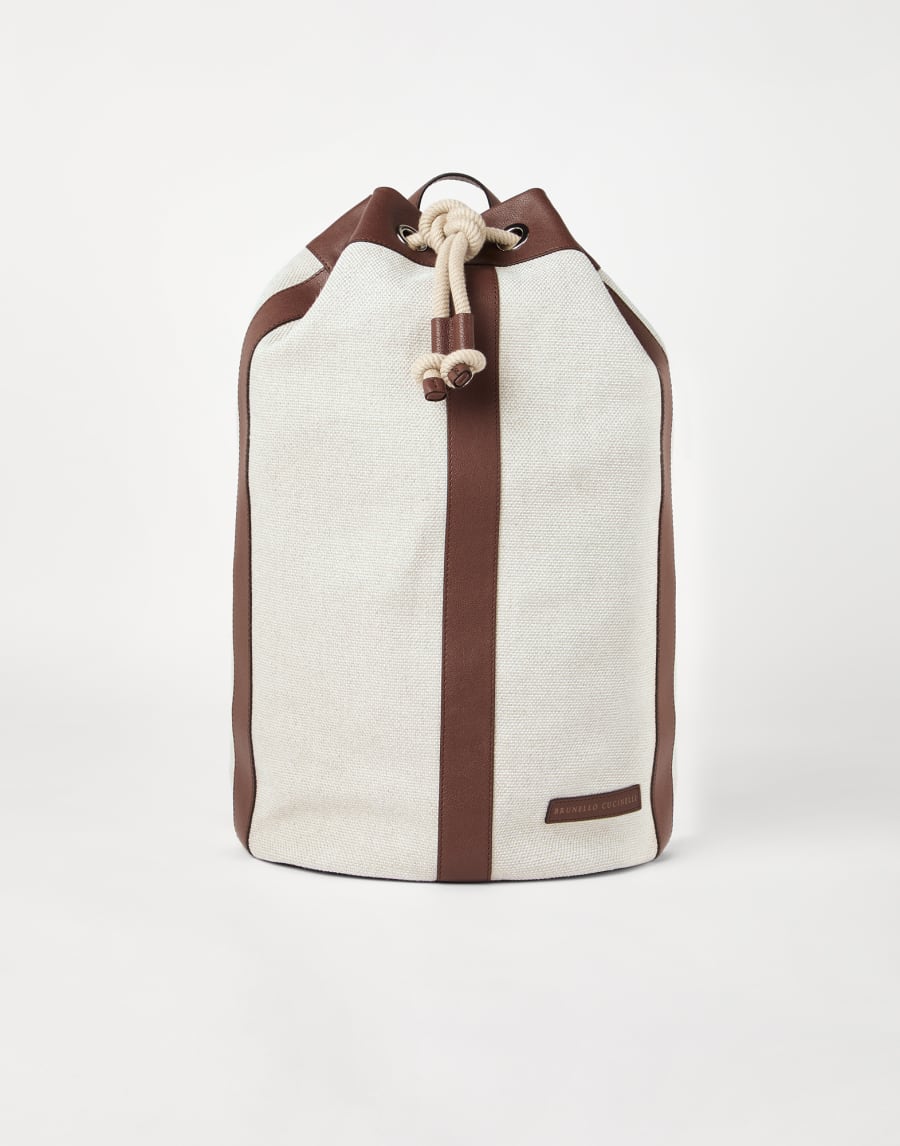 Water-resistant drawstring backpack Ecru Man - Brunello Cucinelli