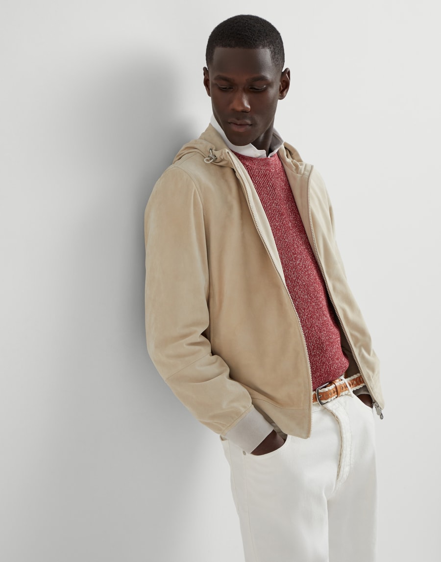 Толстовка с капюшоном и молнией Экрю Мужчина - Brunello Cucinelli